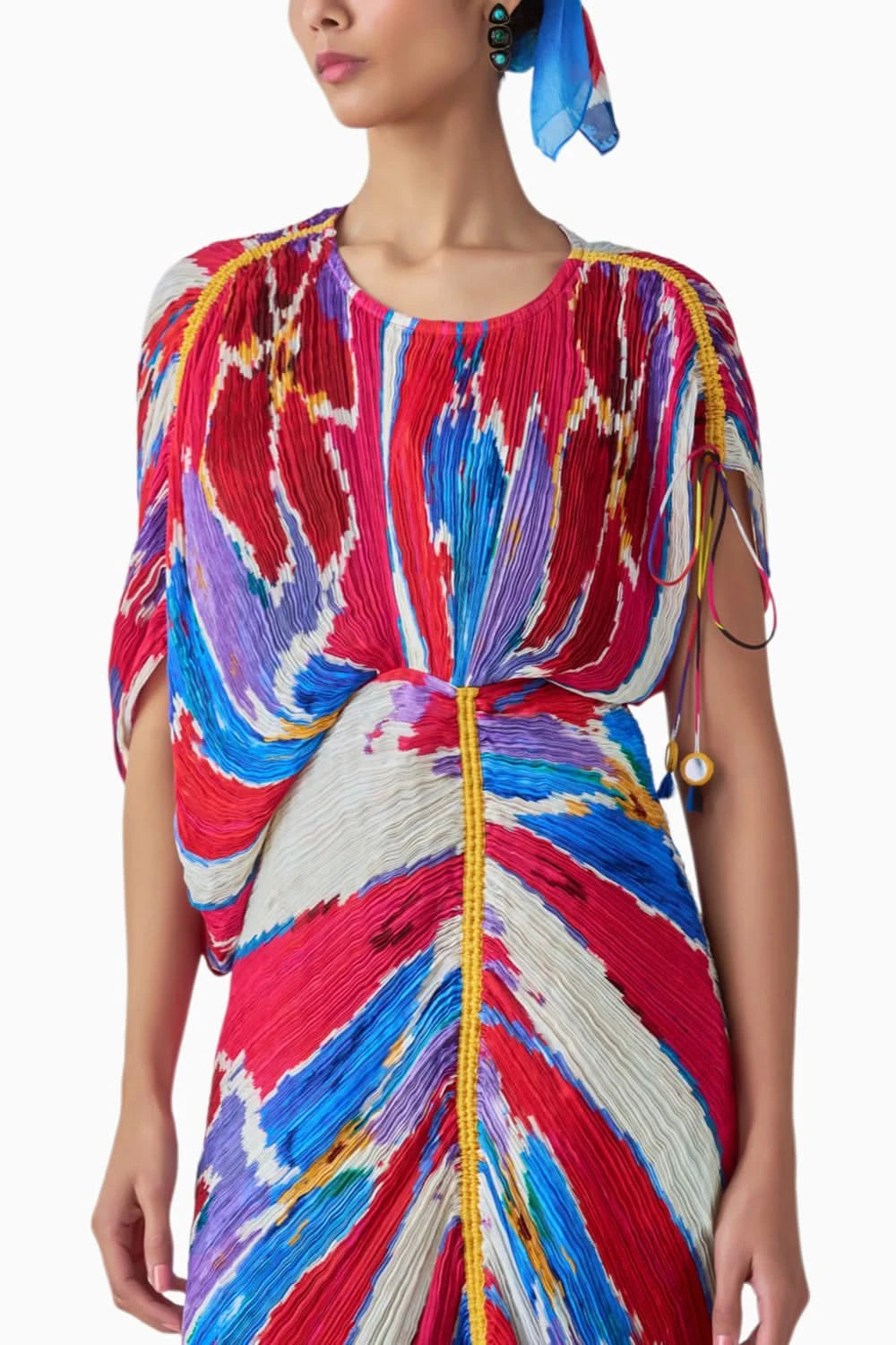 Zia Ikat Pleat Kaftan Dress