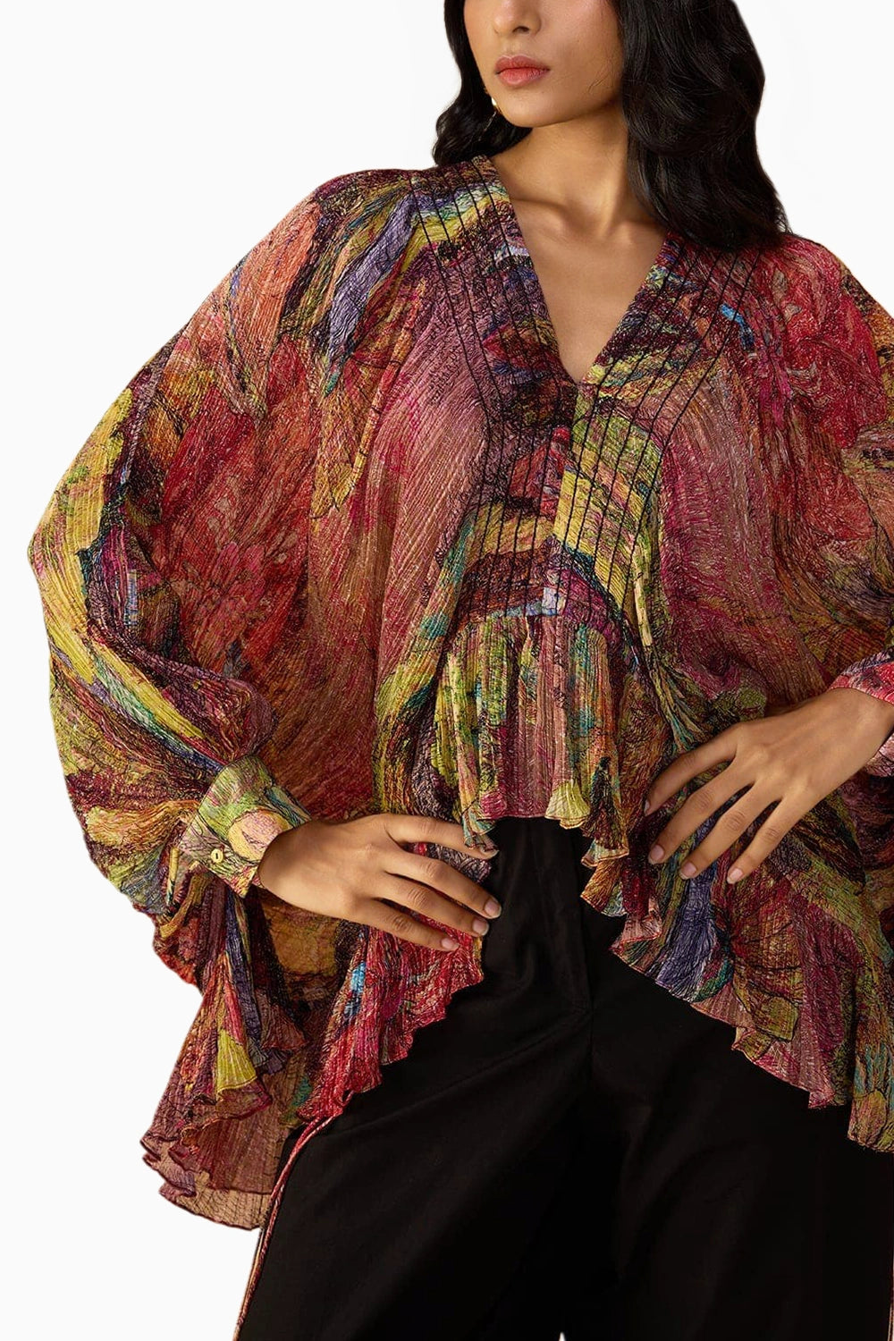Flororoscent Daisy Heather Blouse with Black Loly Trouser