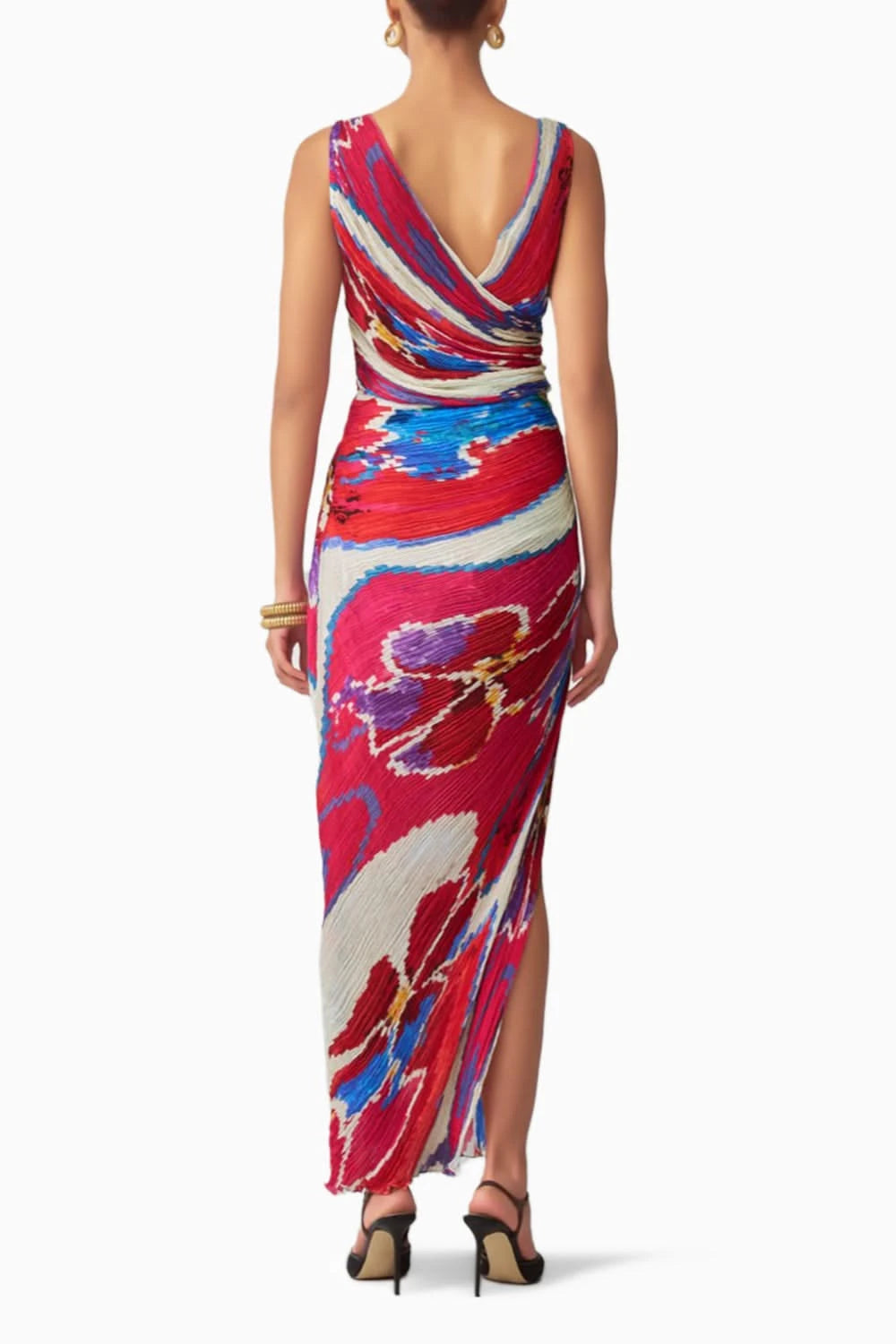 Anya Ikat Pleat Overlap Dress