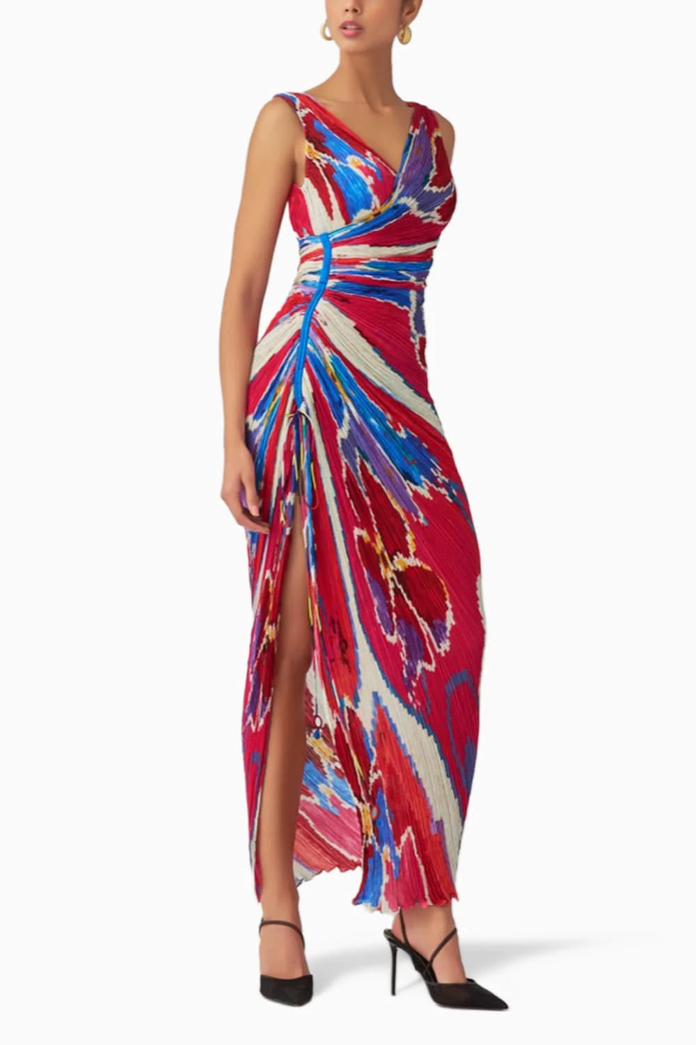 Anya Ikat Pleat Overlap Dress