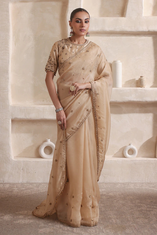 Zar-Rang Ivory Buti Saree set