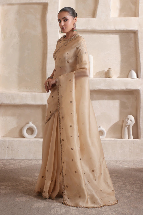 Zar-Rang Ivory Buti Saree set