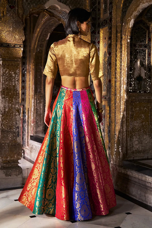 Benares Multicolour Flared Skirt Set