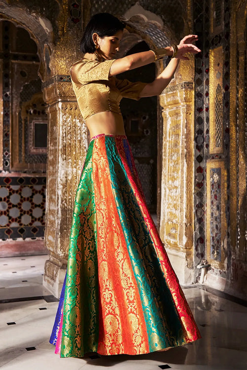 Benares Multicolour Flared Skirt Set