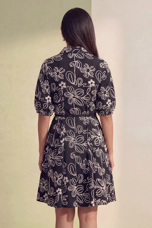 Midnight Bloom Flare Dress