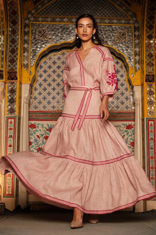 Pink Stripe Linen Set