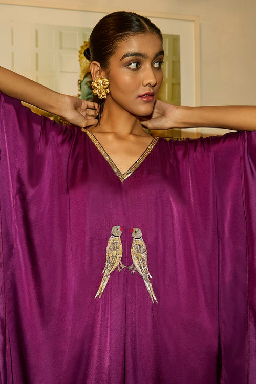 Parrot Paradise Purple Kaftan
