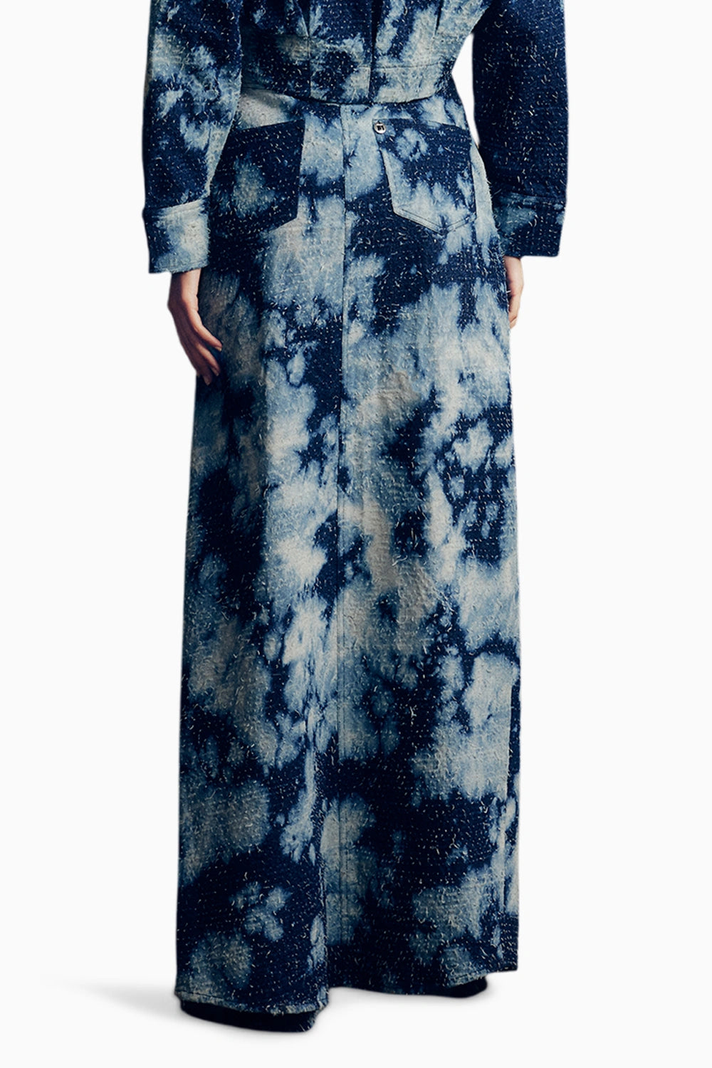 Distressed Denim Cloudwash Skirt
