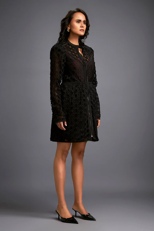 Mesh Dress With Geometric Patterns