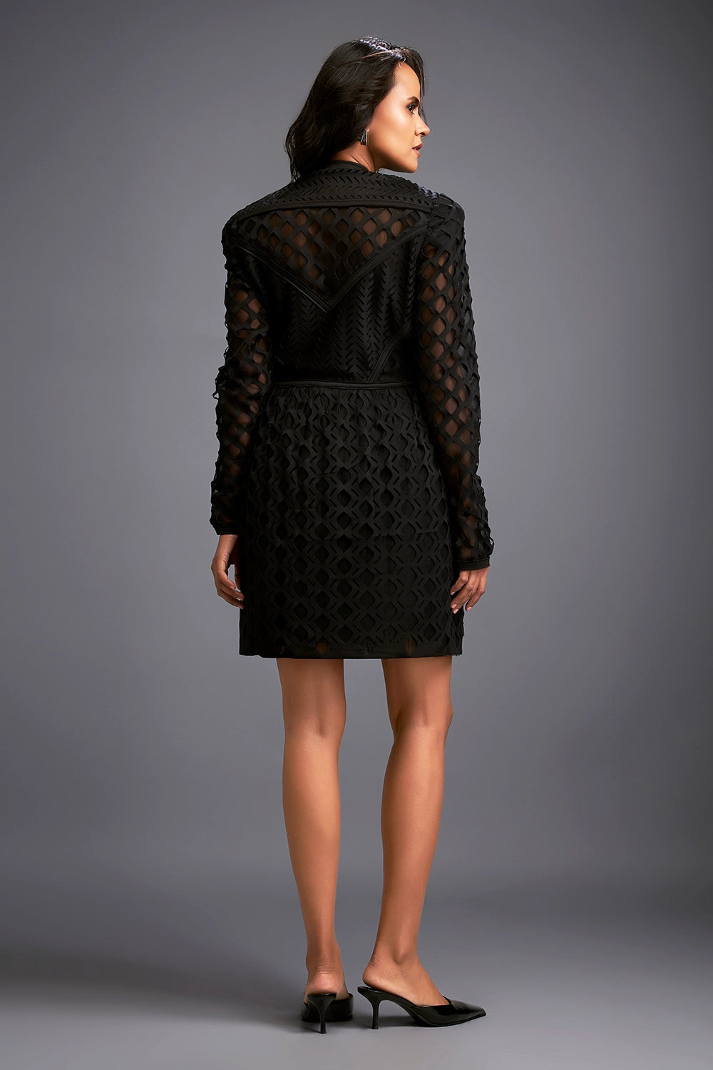 Mesh Dress With Geometric Patterns