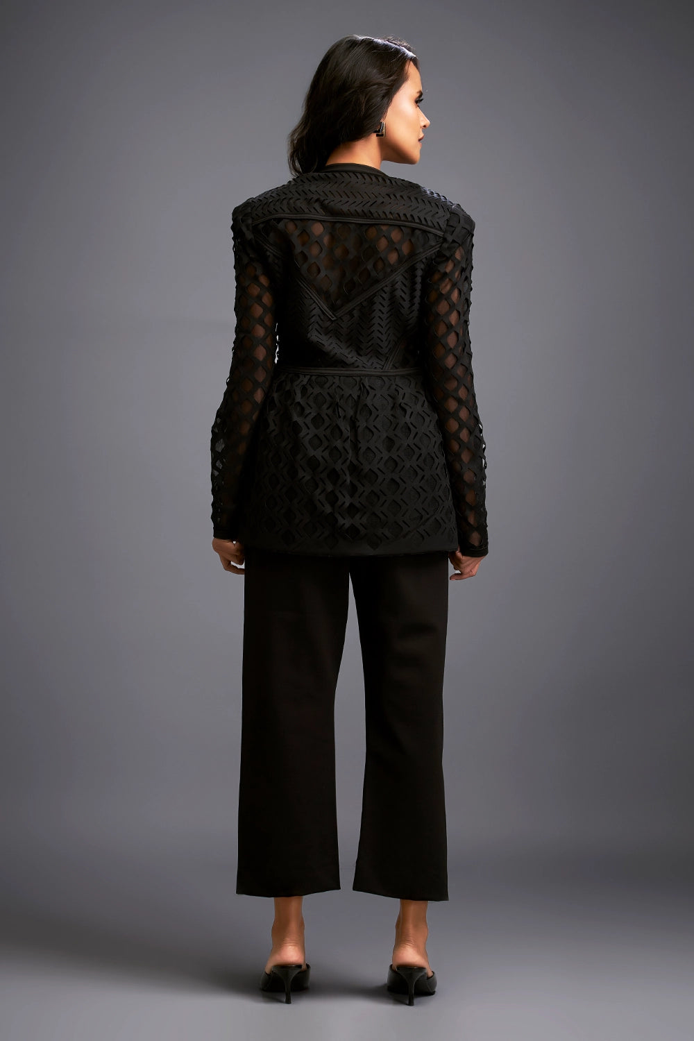 Black Semi-Sheer Jacket With Pants