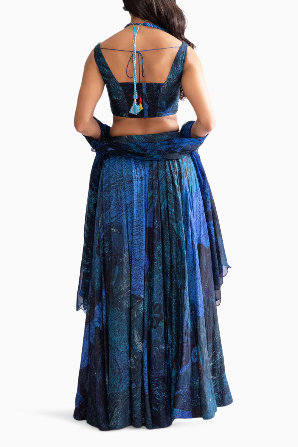 Riley Blue Blouse with Magnolia Lehenga and Scallop Dupatta