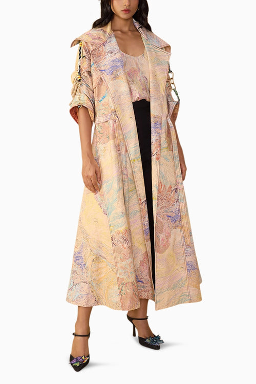 Nude Daisy Willow Trench with Ivana Camisole and Black Loly Trouser