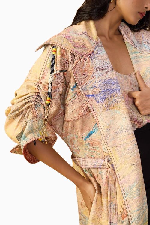Nude Daisy Willow Trench with Ivana Camisole and Black Loly Trouser