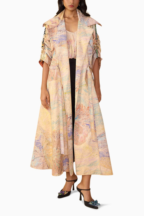 Nude Daisy Willow Trench with Ivana Camisole and Black Loly Trouser