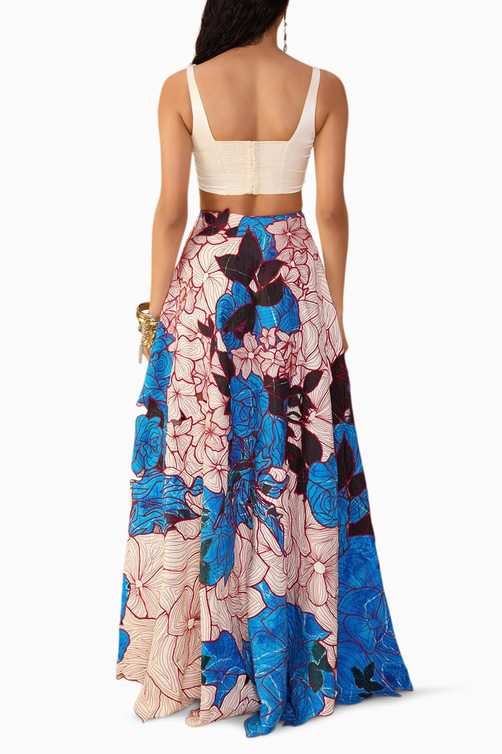 Malaika Embroidered Bustier with Rose Sachi Lehenga and Scallop Dupatta