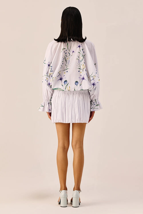 White Floral Embroidered Balloon Mini Dress