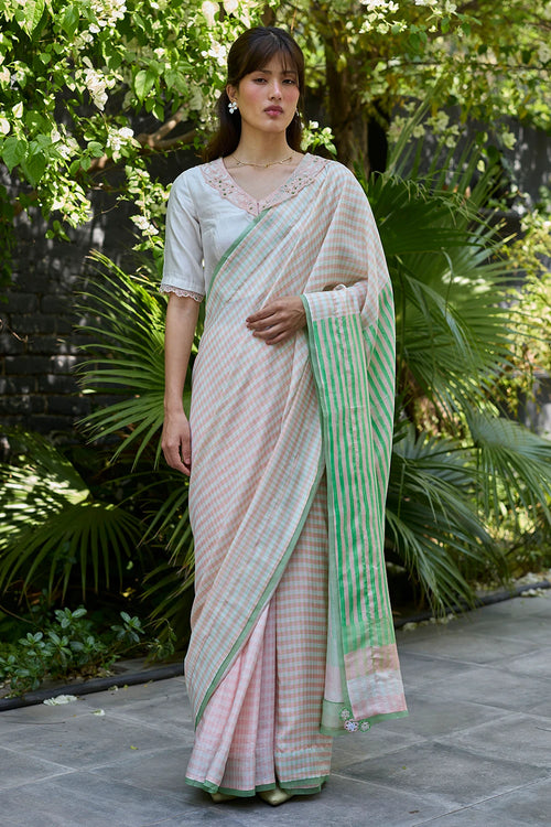 Crossroads Pink Saree With Blouse