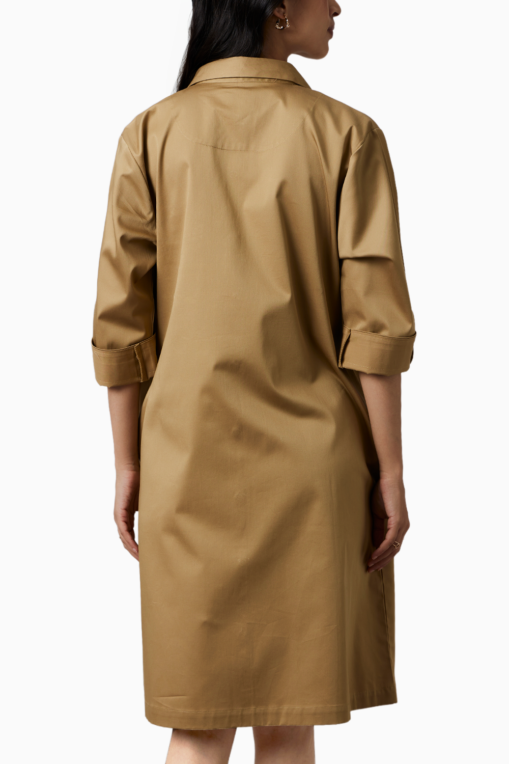 Sand Collar Pocket Swarovski Shirt Dress