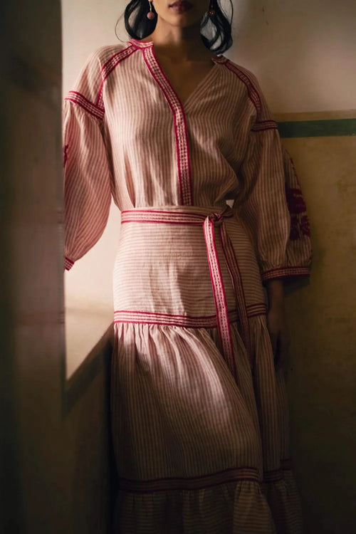 Pink Stripe Linen Set