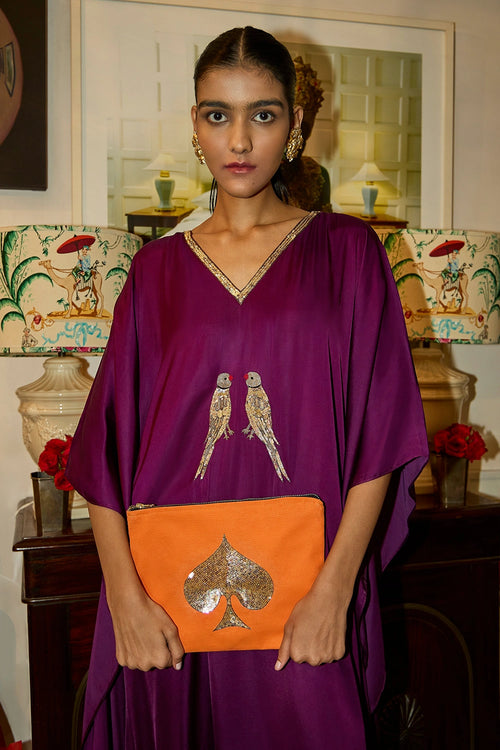 Parrot Paradise Purple Kaftan