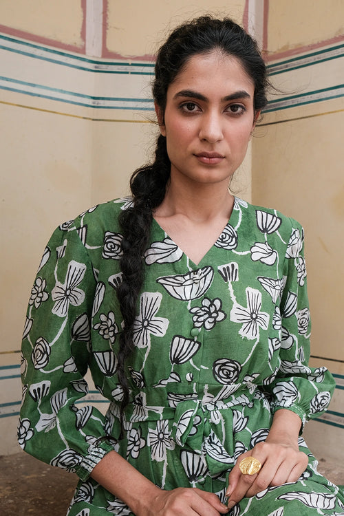 Botanical Vine Button Down Dress