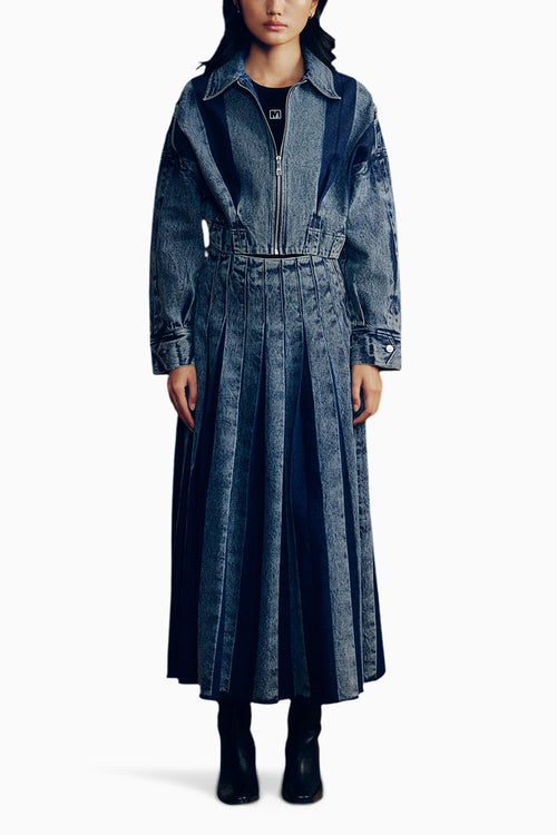 Pleated Denim Co-ord Set