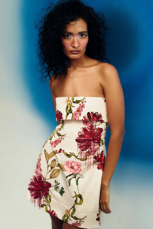 Printed Strapless Mini Dress