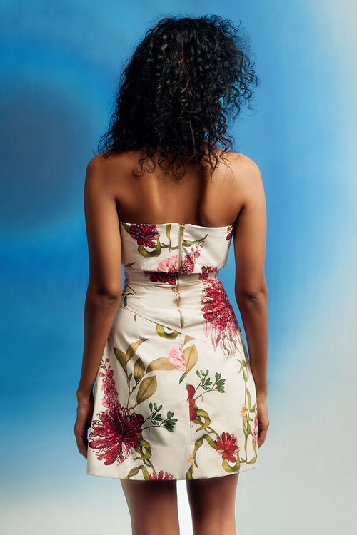 Printed Strapless Mini Dress