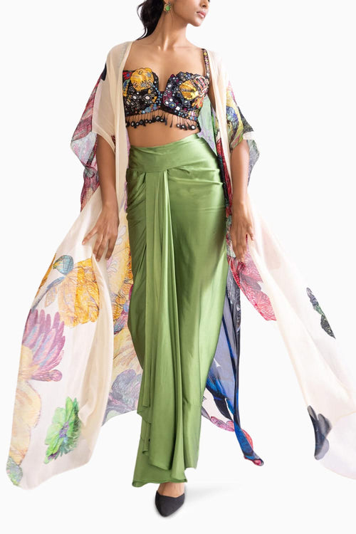 Dolly Multi Cape with Bermuda Bustier and Sass Skirt