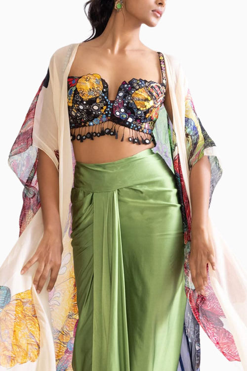 Dolly Multi Cape with Bermuda Bustier and Sass Skirt