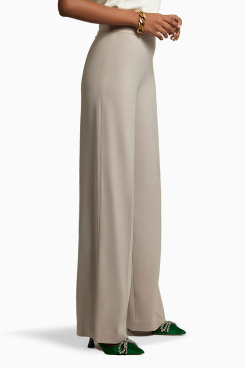 Beige Stretch Suiting Wide-Leg Trousers