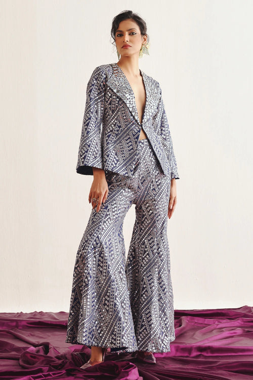 Blue Tissue Bootcut Pants