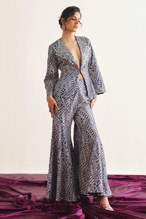 Blue Tissue Short Blazer