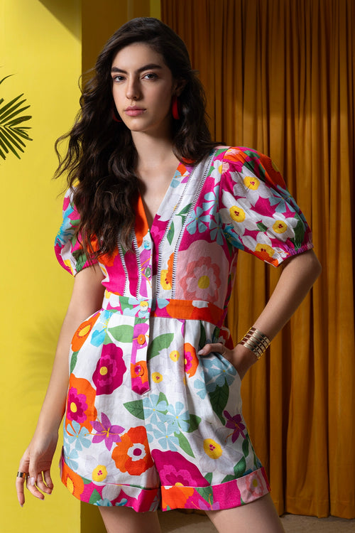 Multi Vibrant Floral Playsuit