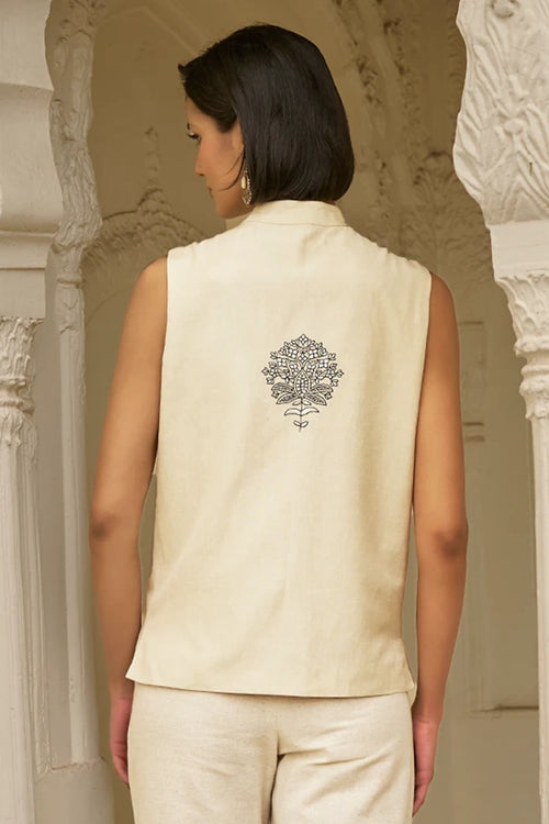 Beige Motif Earthy Top