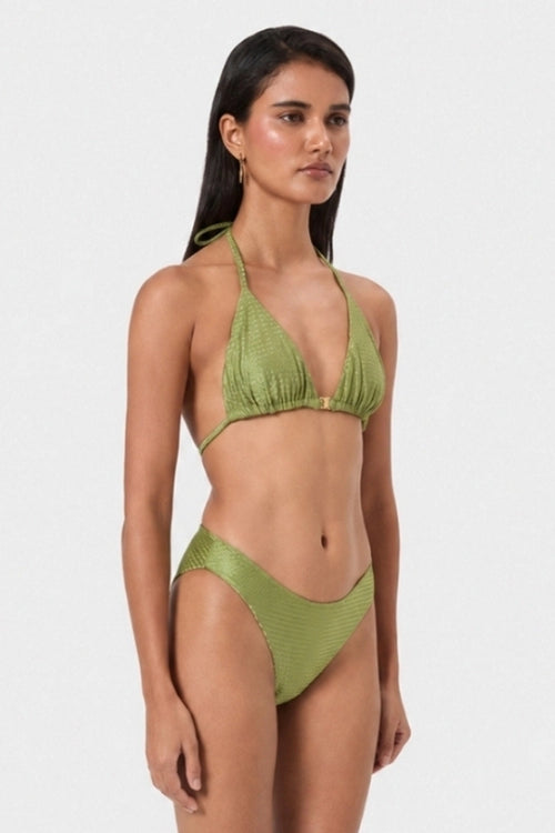 Pistachio Textured Triangle Bikini Top