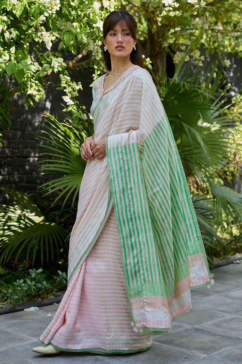 Crossroads Pink Saree With Blouse