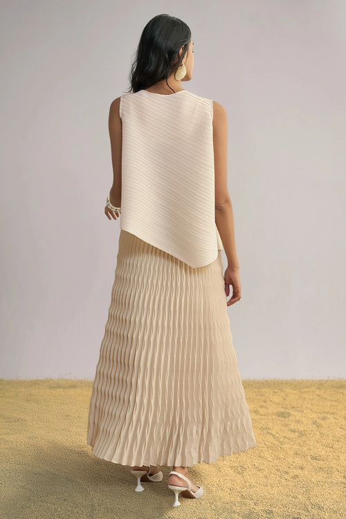 Irregular Pleated Maxi Skirt