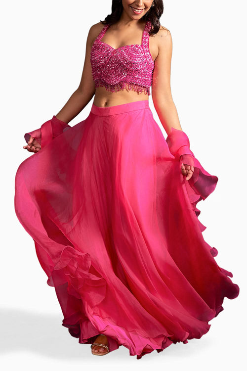 Fuchsia Daneen Embellished Lehenga Set
