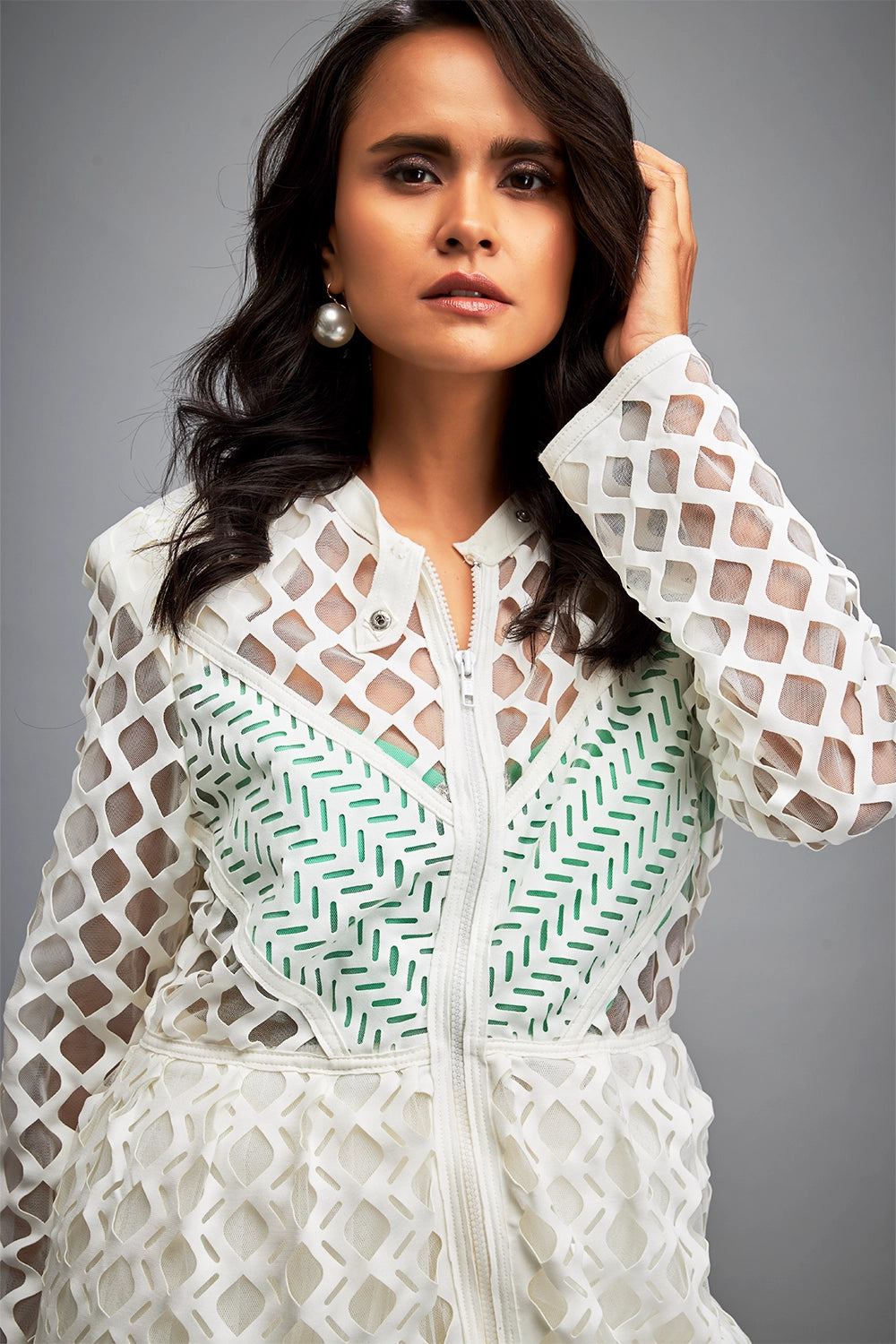 White Semi-Sheer Jacket With Pants