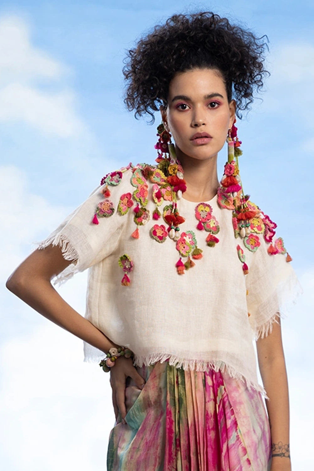 Ivory Floral Crochet Top