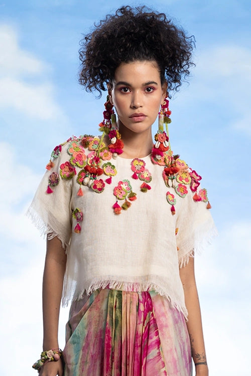Ivory Floral Crochet Top