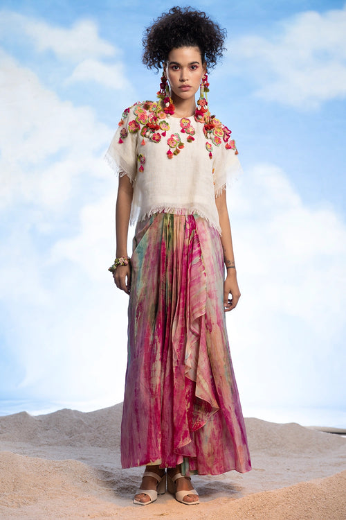 Floral Top With Pleated Skirt
