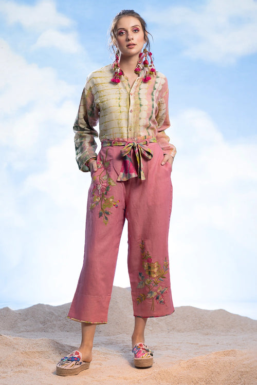 Tie-Dye Shirt With Embroidered Tie Knot Pants