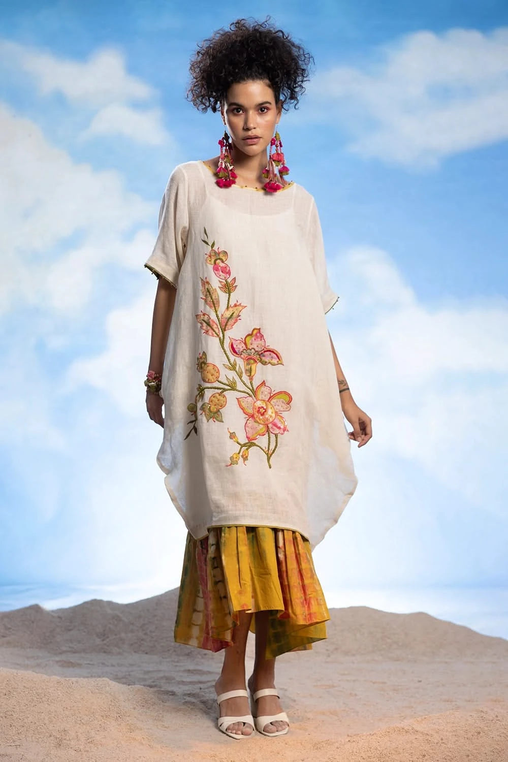 Boho Tunic Dress With Long Frill Inner