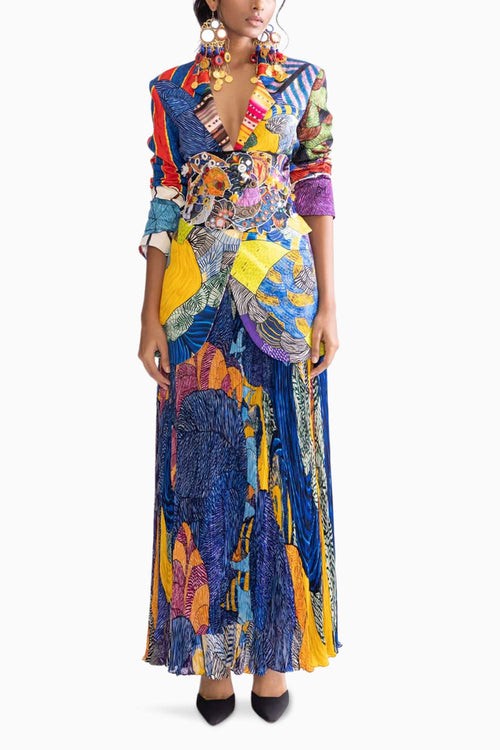 Evie Multi Blazer with Monica Skirt and Sila Corset Belt