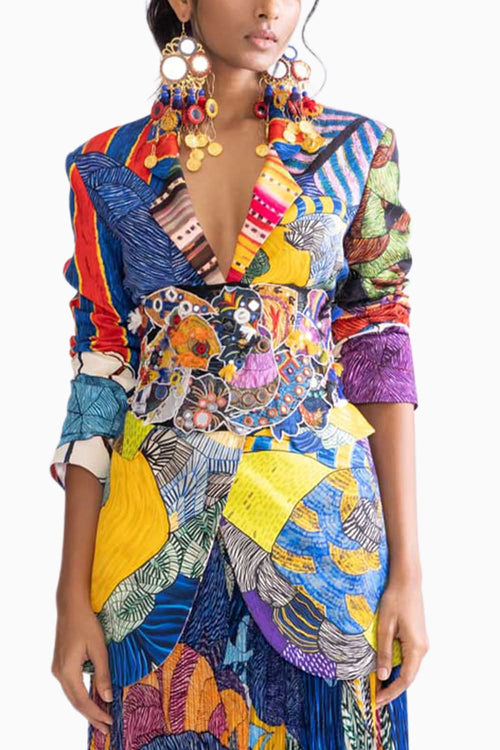 Evie Multi Blazer with Monica Skirt and Sila Corset Belt