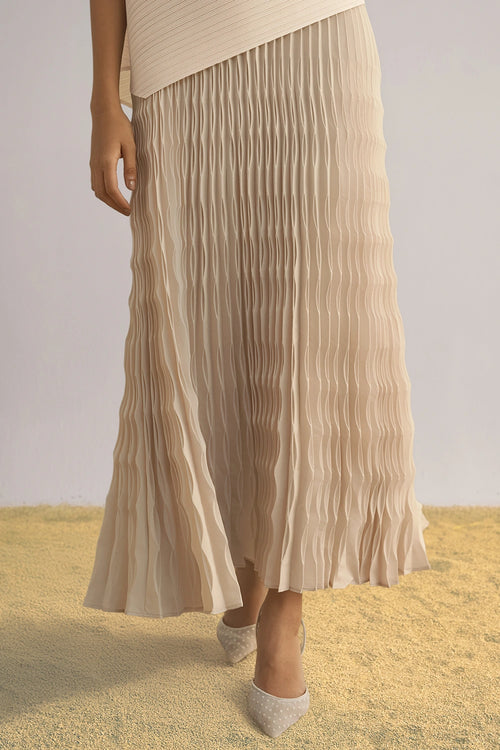 Irregular Pleated Maxi Skirt