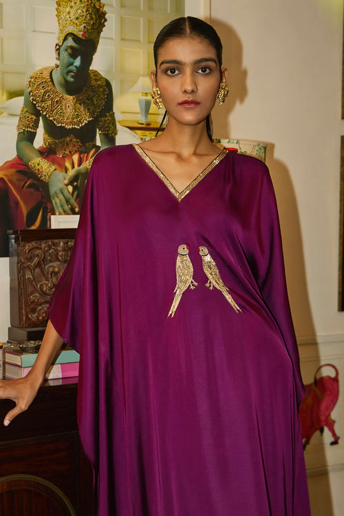 Parrot Paradise Purple Kaftan